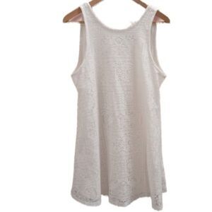 Womens White Mini Dress Crochet Boho Medium Bohemian Casual
